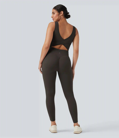 Halara UltraSculpt™ V Neck Tummy Control Butt Lifting Workout Jumpsuit with Pockets