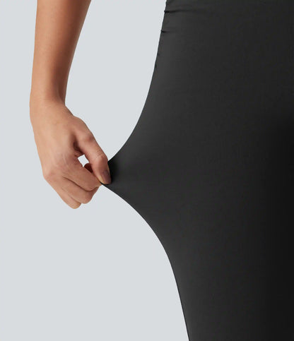 High Waisted Ruched Flare Golf Pants with Pockets-Golf Tee