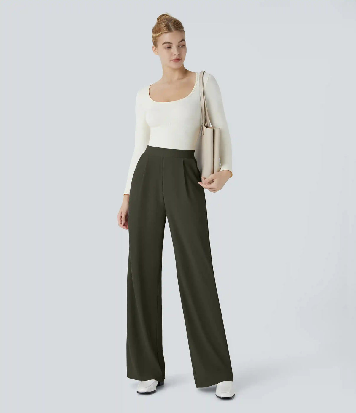 Halara Flex™ High Waisted Body Sculpt Waist-Slimming Pocket Wide Leg Micro Waffle Work Pants