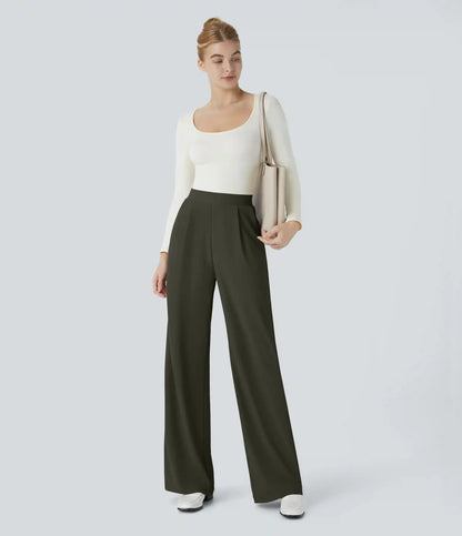 Halara Flex™ High Waisted Body Sculpt Waist-Slimming Pocket Wide Leg Micro Waffle Work Pants