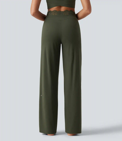 Halara UltraSculpt™ High Waisted Contrast Lace Tummy Control Straight Leg Yoga Pants with Pockets