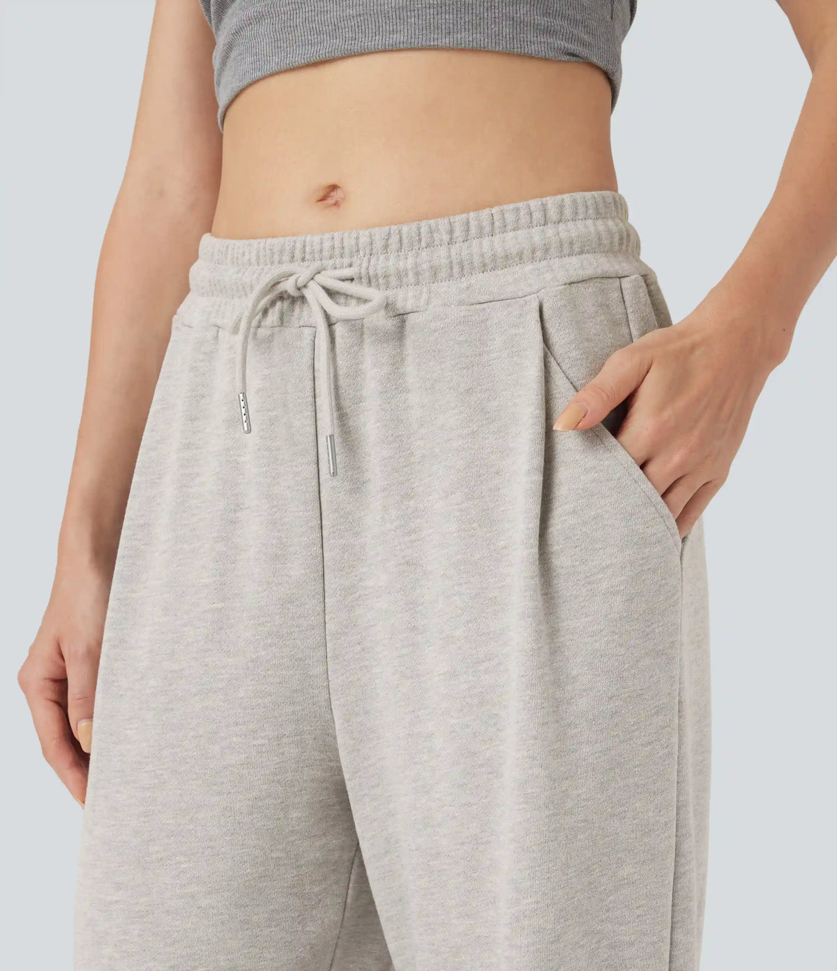 Mid Rise Drawstring Casual Cotton Pants with Pockets