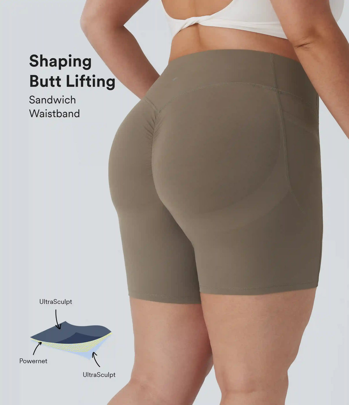 Plus Size Halara UltraSculpt™ High Waisted Scrunch Butt Lifting Tummy Control Shaping Training Biker Shorts 7'' with Pockets