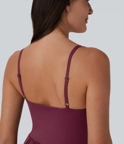 Breezeful™ Pleated Adjustable Buckle 2-in-1 Micro Mini Quick Dry Casual Slip Dress with Pocket-Easy Peezy