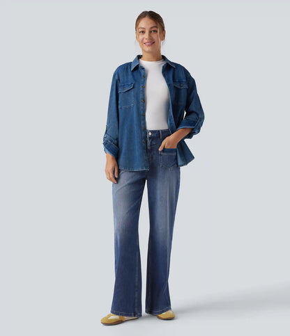 Halara Flex™ Mid Rise Straight Leg Casual Jeans with Pockets