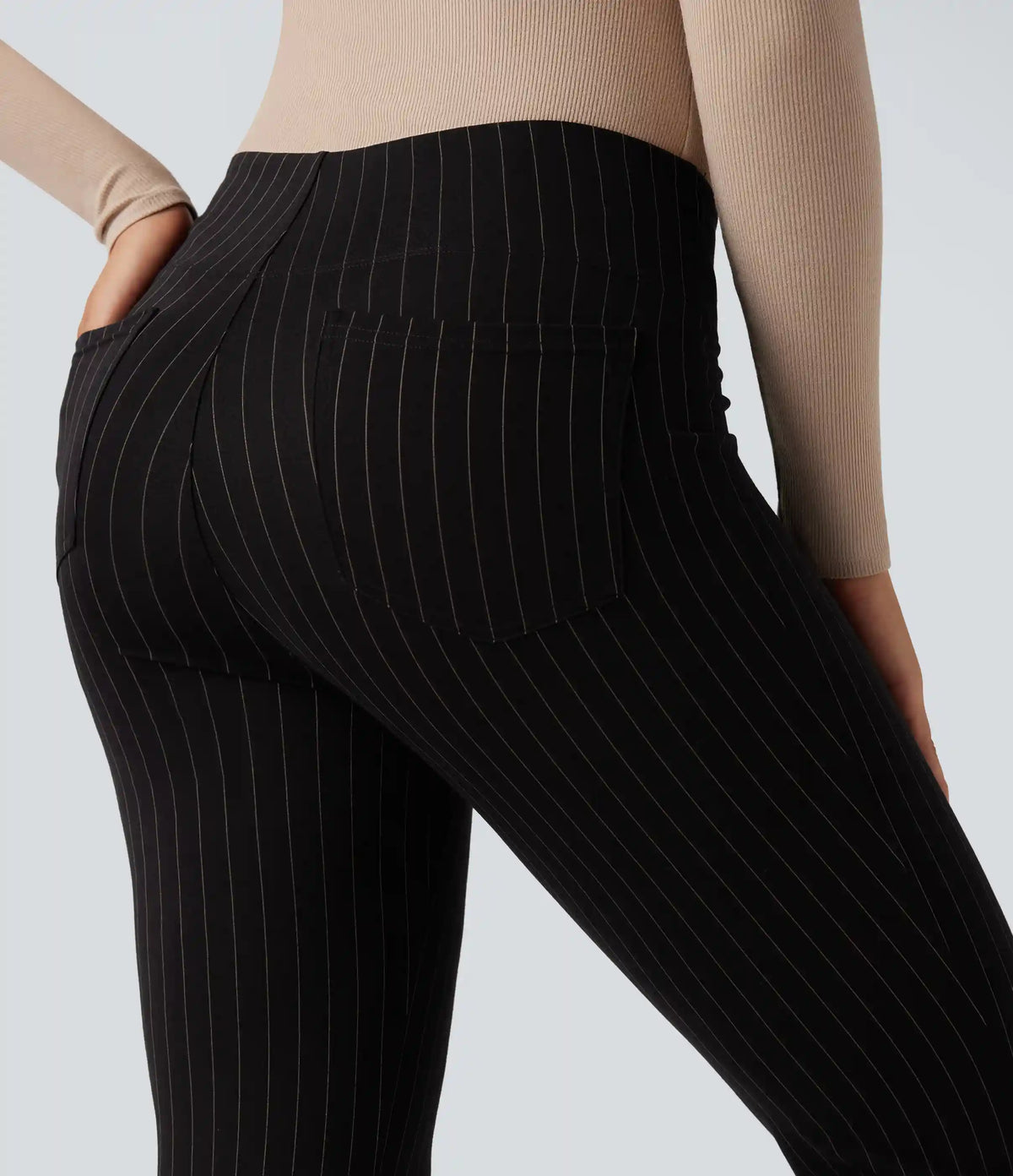 Halara Flex™ High Waisted Striped Work Flare Pants with Pockets