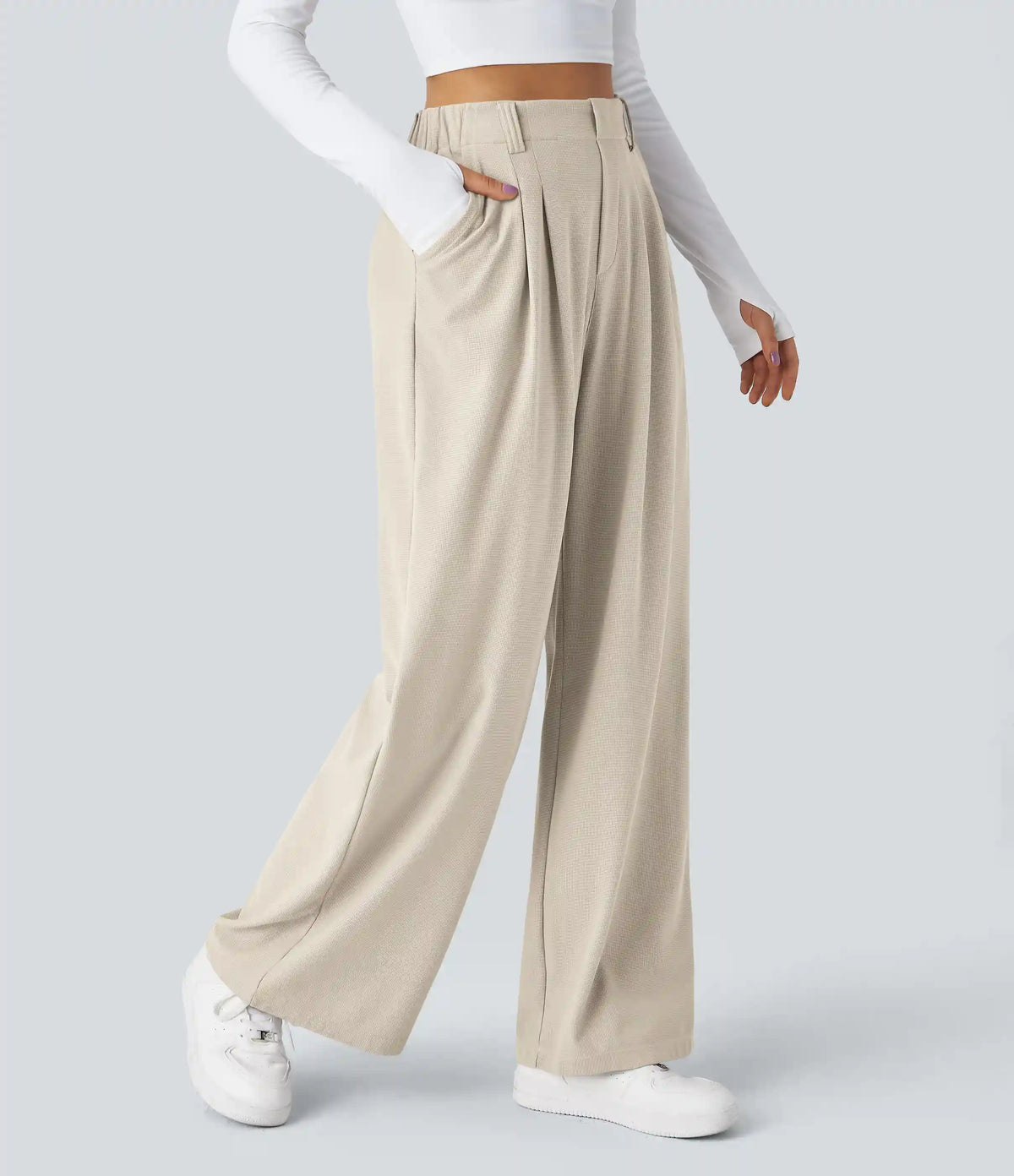 Halara Flex™ High Waisted Pocket Wide Leg Waffle Work Pants