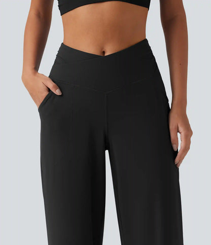 Halara UltraSculpt™ High Waisted Crossover Straight Leg Yoga Pants with Pockets