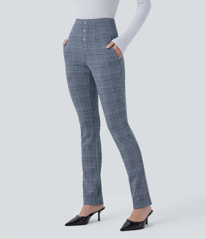 Halara Flex™ High Waisted Houndstooth Plaid Skinny Work Pants with Pockets