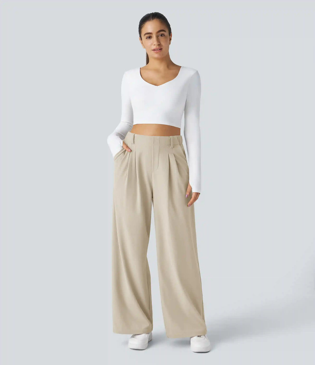 Halara Flex™ High Waisted Pocket Wide Leg Waffle Work Pants