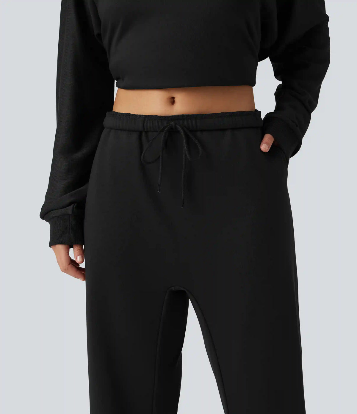 Low Rise Inner Drawstring Casual Jogger Sweatpants with Pockets