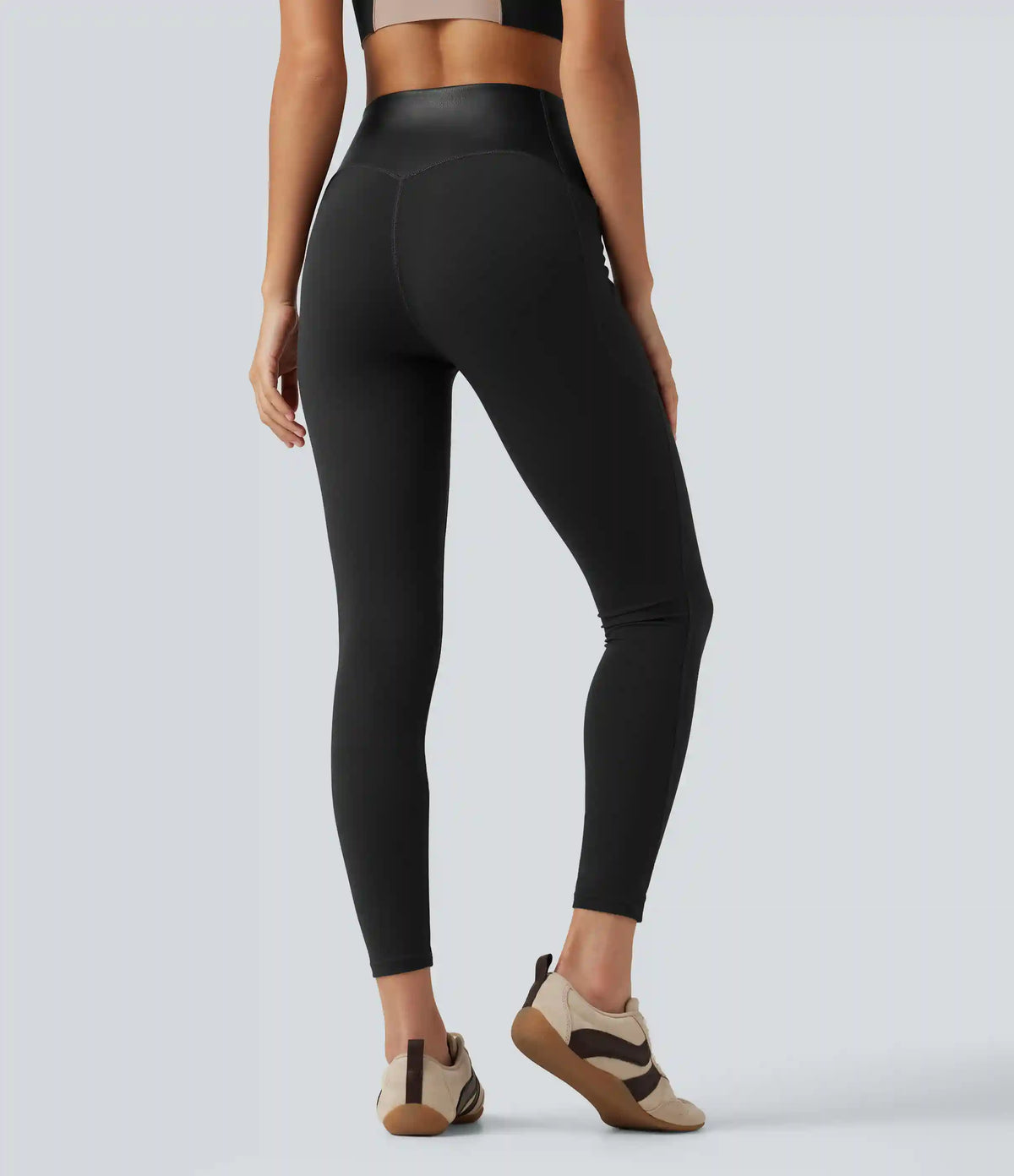 Halara UltraSculpt™ High Waisted Tummy Control Stretchy PU Yoga Leggings with Pockets