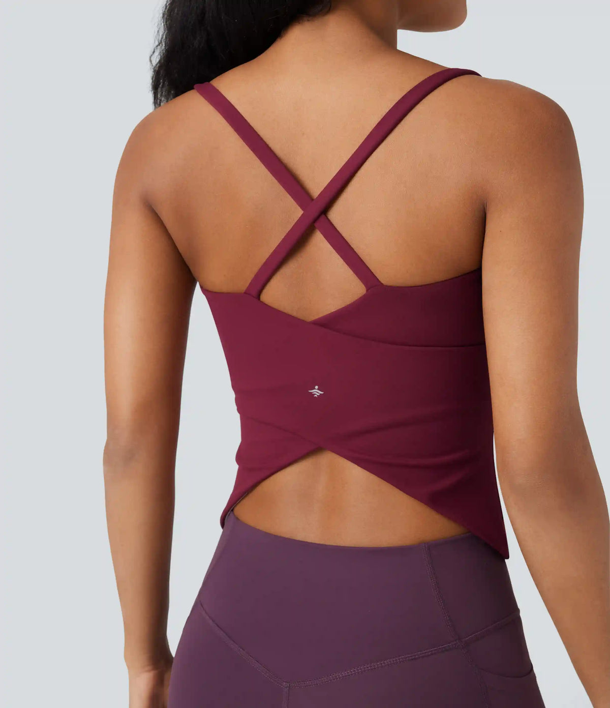 Scoop Neck Crisscross Back Crossover Hem Yoga Cami Top