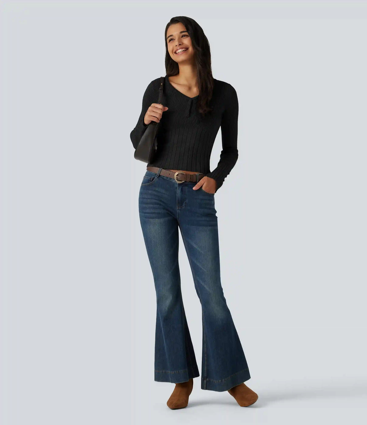 V Neck Long Sleeve Casual Sweater