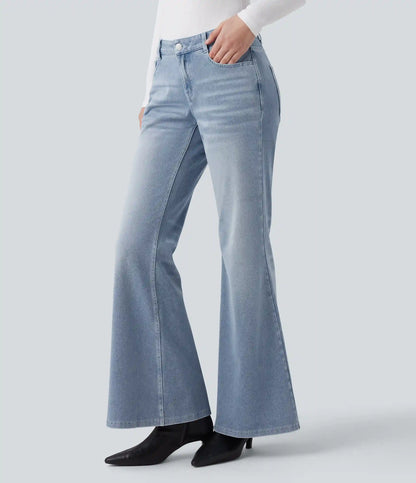 Halara Flex™ Low Rise Flare Washed Casual Jeans with Pockets