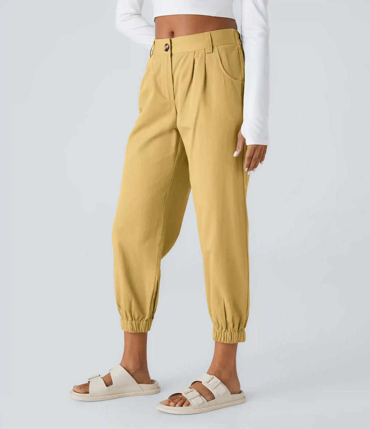 Mid Rise Casual Joggers with Pockets