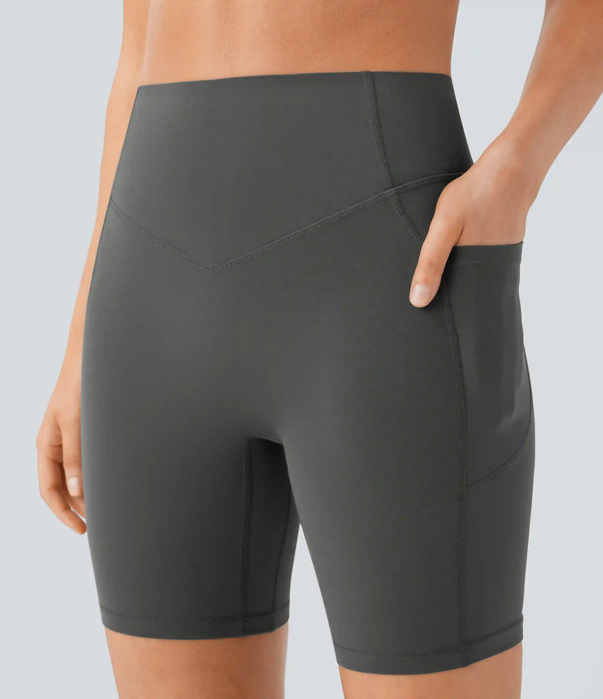 Halara UltraSculpt™ High Waisted Scrunch Butt Lifting Tummy Control Side Pocket Shaping Workout Biker Shorts 7''