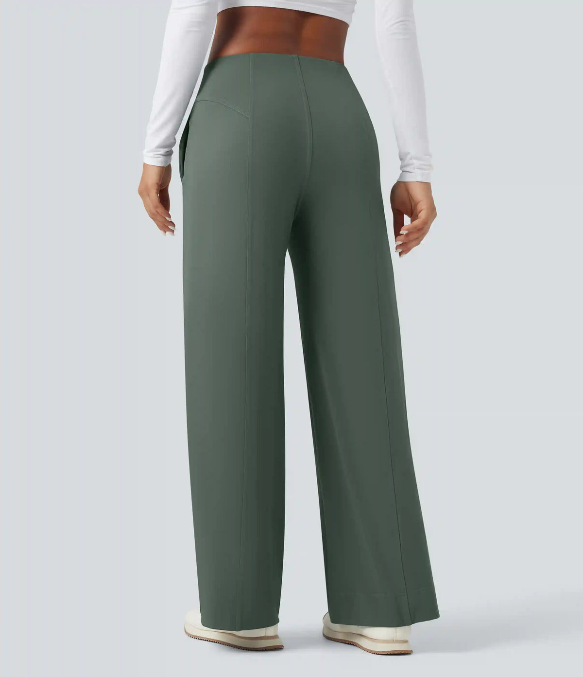 DayStretch Mid Rise Wide Leg Baggy Casual Pants with Pockets