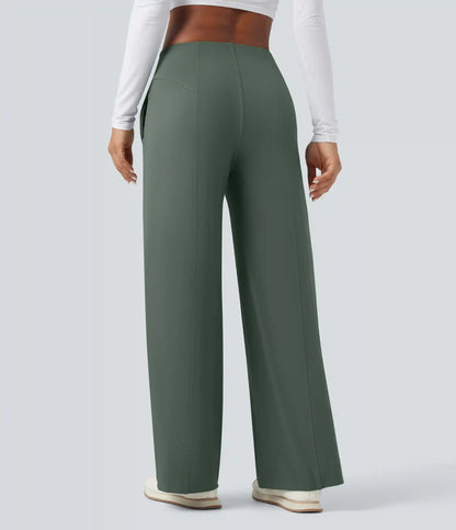 DayStretch Mid Rise Wide Leg Baggy Casual Pants with Pockets