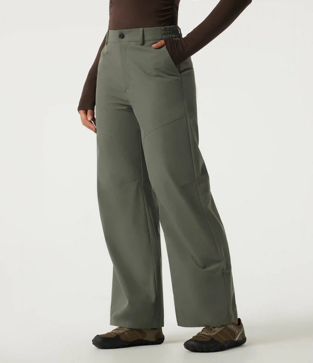 High Waisted Wide Leg Hiking Pants with Pockets
