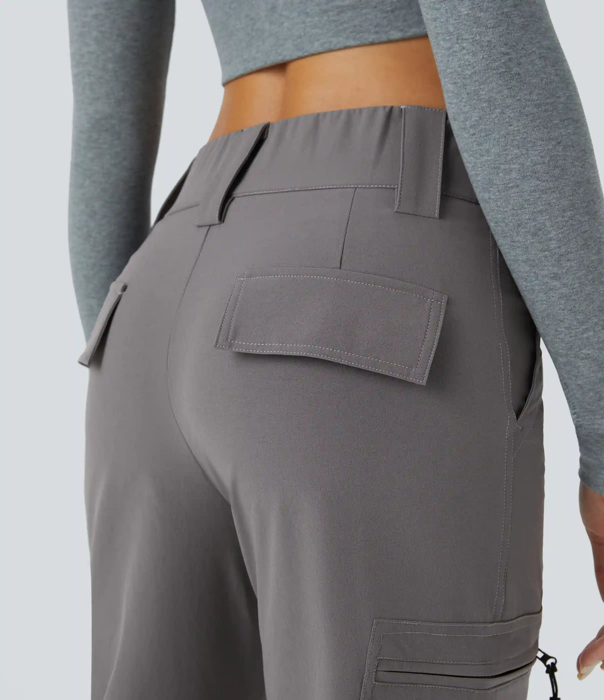 Mid Rise Zipper Pockets Casual Cargo Joggers
