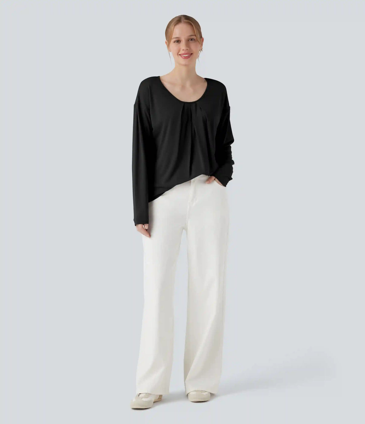 Round Neck Raglan Long Sleeve Casual Top