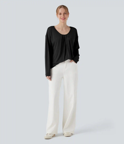Round Neck Raglan Long Sleeve Casual Top
