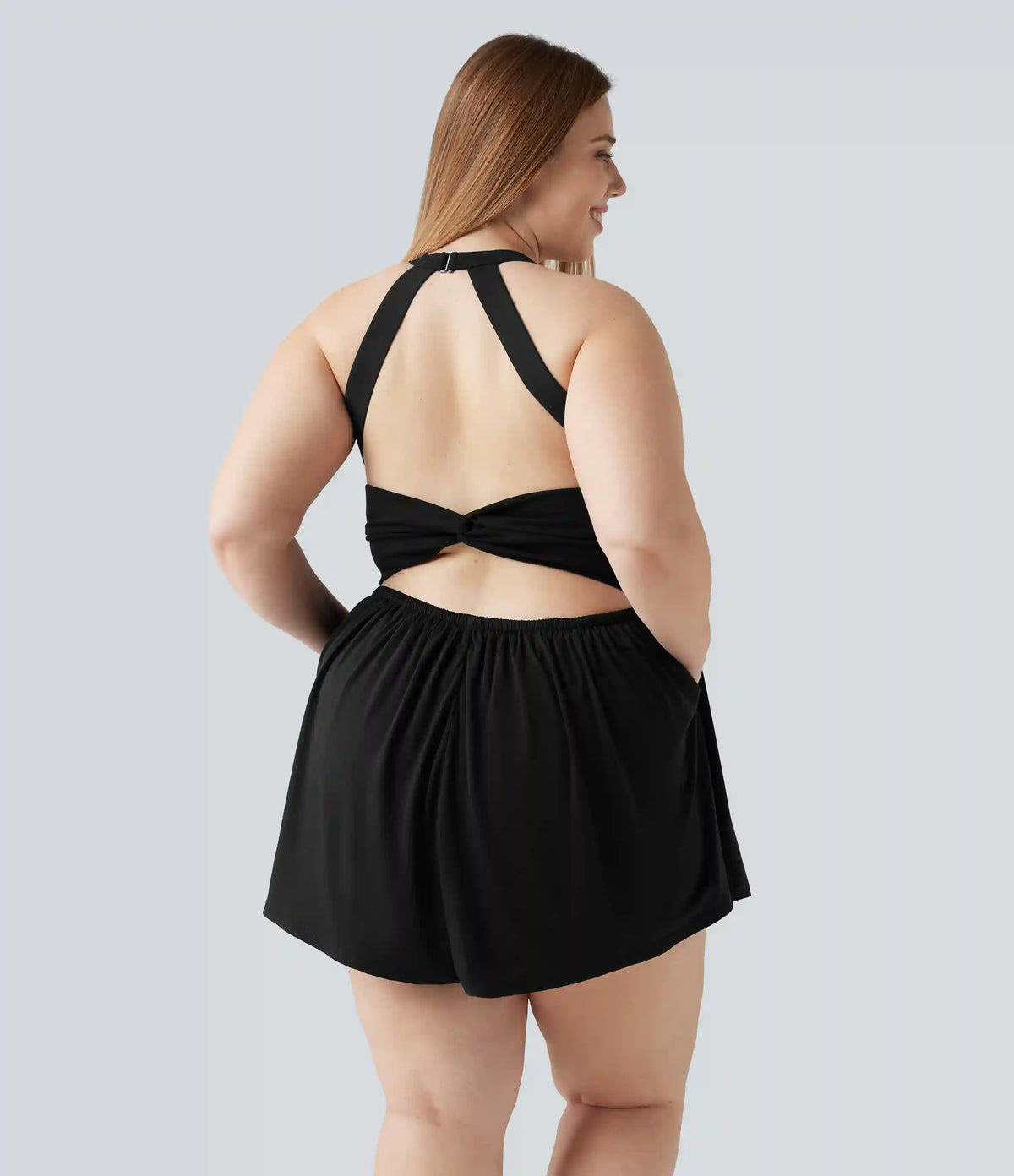 Plus Size Padded 2-in-1 Romper with Pockets-Easy Peezy Edition