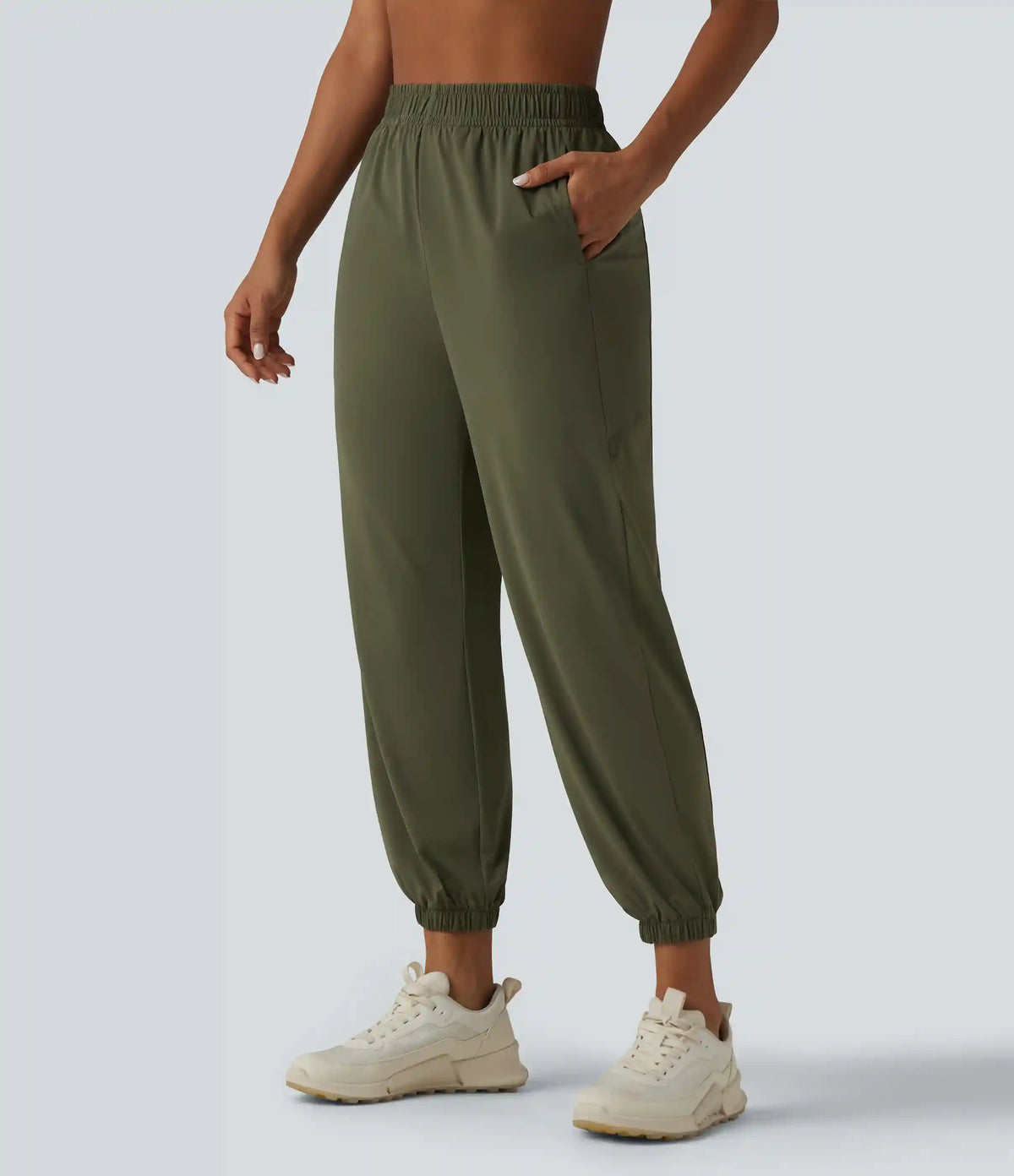 High Waisted Contrast Mesh InstantCool Workout Joggers with Pockets-UPF50+