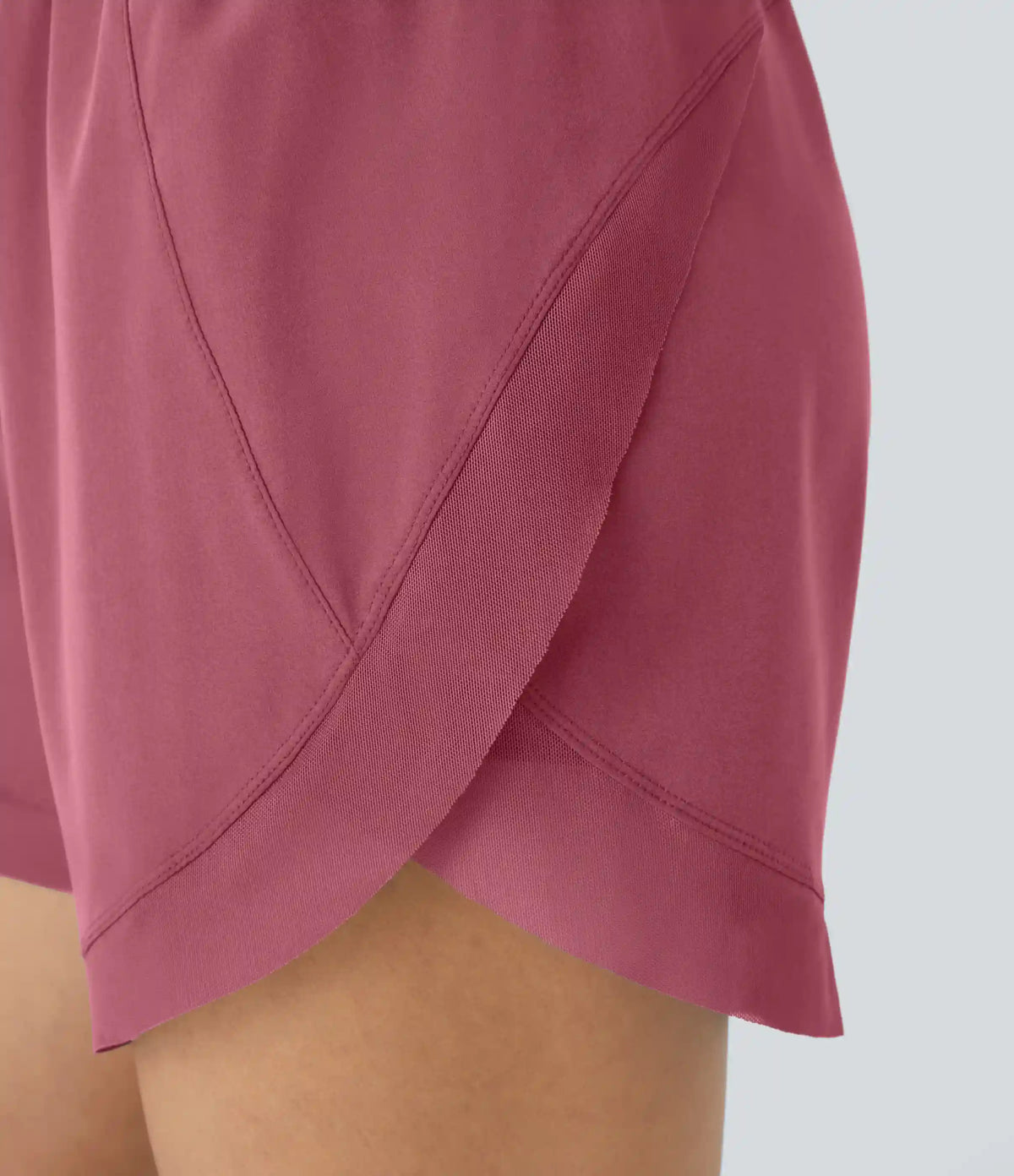 Mid Rise Drawstring Contrast Mesh 2-in-1 Flowy Running Shorts 5''