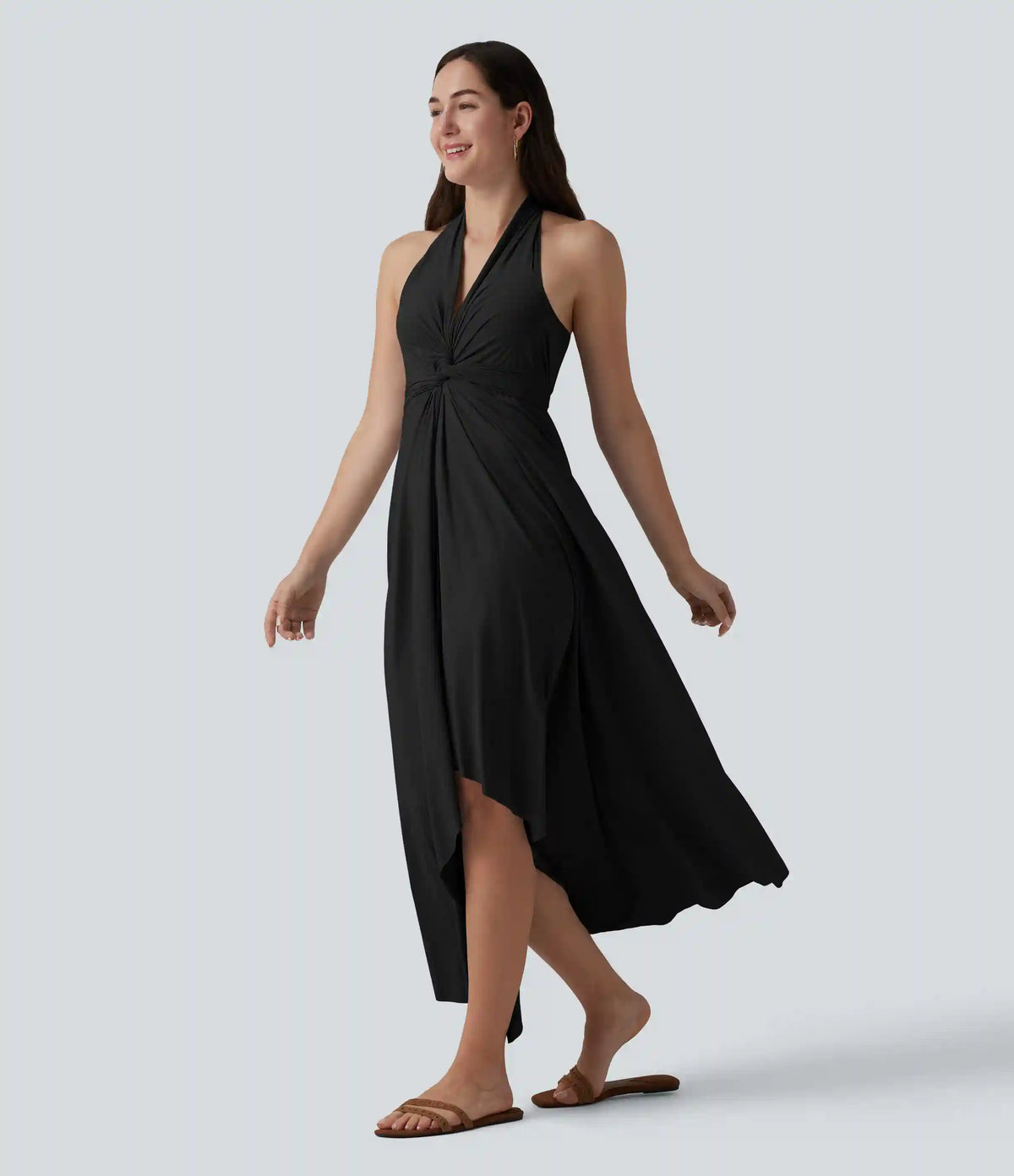 V Neck Tie Back Maxi Dress