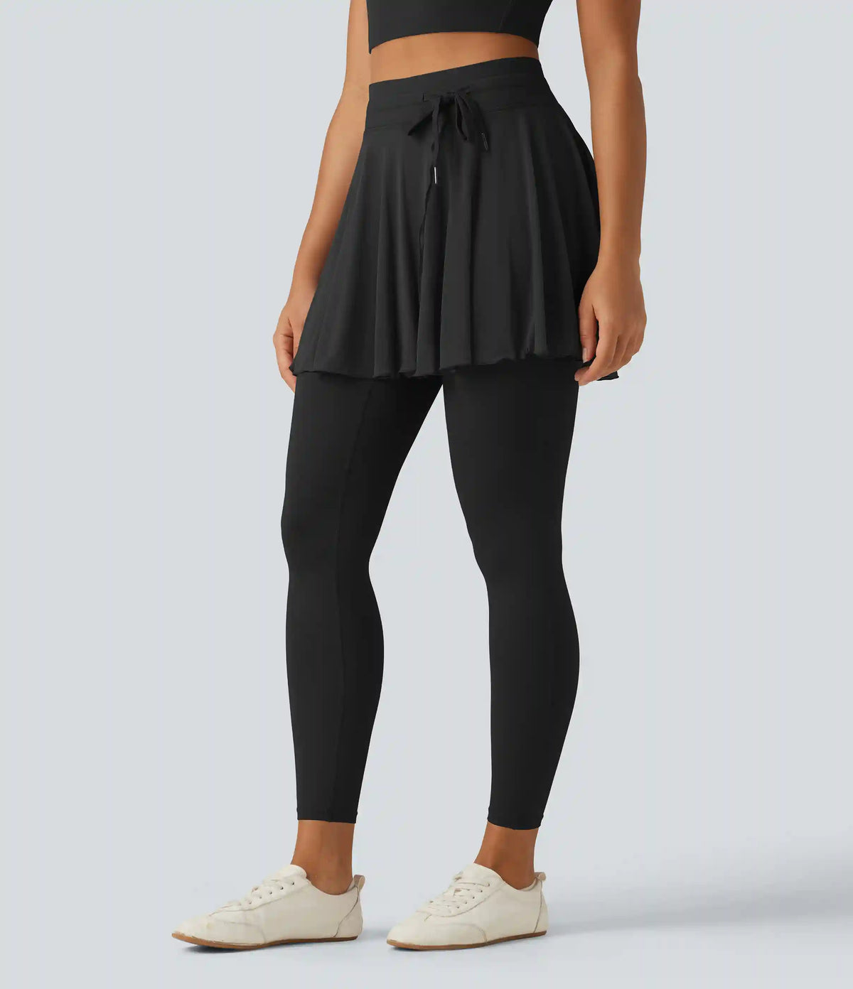 SoftlyZero™ High Waisted Drawstring Mesh Dance Skirted Leggings with Pockets