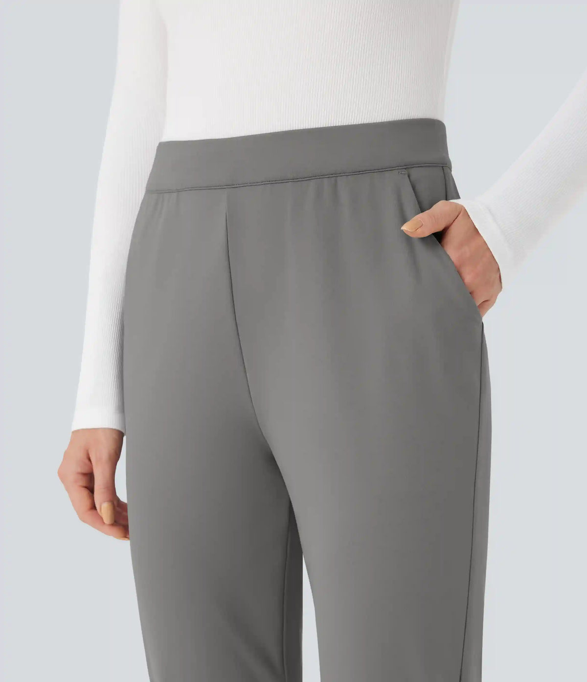 Halara Flex™ DayStretch Foldover High Waisted Drawstring 7/8 Slim Work Pants with Pockets