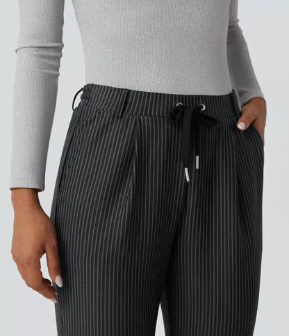 Halara Flex™ Mid Rise Drawstring Tapered Stripe Work Pants with Pockets