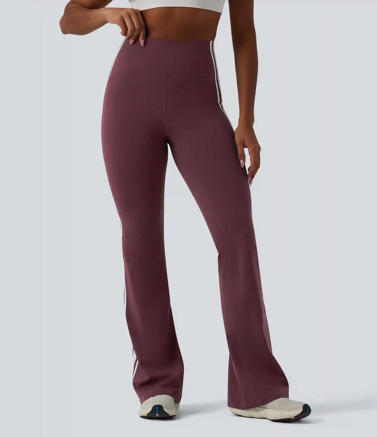 Halara UltraSculpt™ High-waisted Tummy Control Side Stripe Yoga 7/8 Flare Leggings