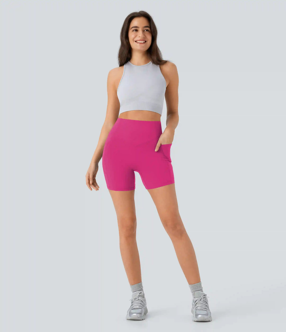 Halara UltraSculpt™ High Waisted Scrunch Butt Lifting Tummy Control Pocket Shaping Workout Biker Shorts 5''