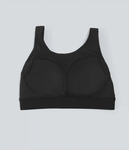 Halara UltraSculpt™ Medium Support Round Neck Contrast Mesh Running Sports Bra with Built-in Bra