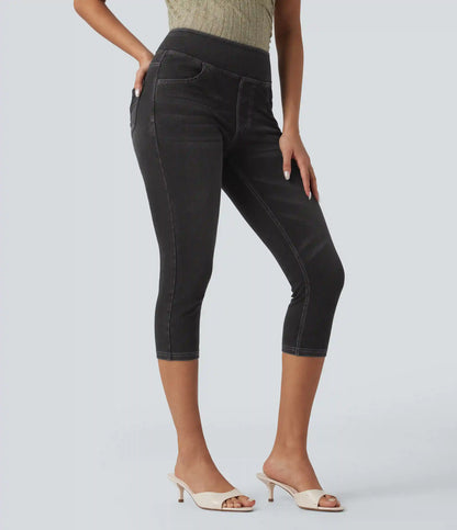 Halara Flex™ High-Waisted Denim Casual Capri Leggings with Pockets
