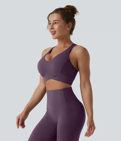 Halara UltraSculpt™ Light Support V Neck Racerback Running Sports Bra DD-F Cups