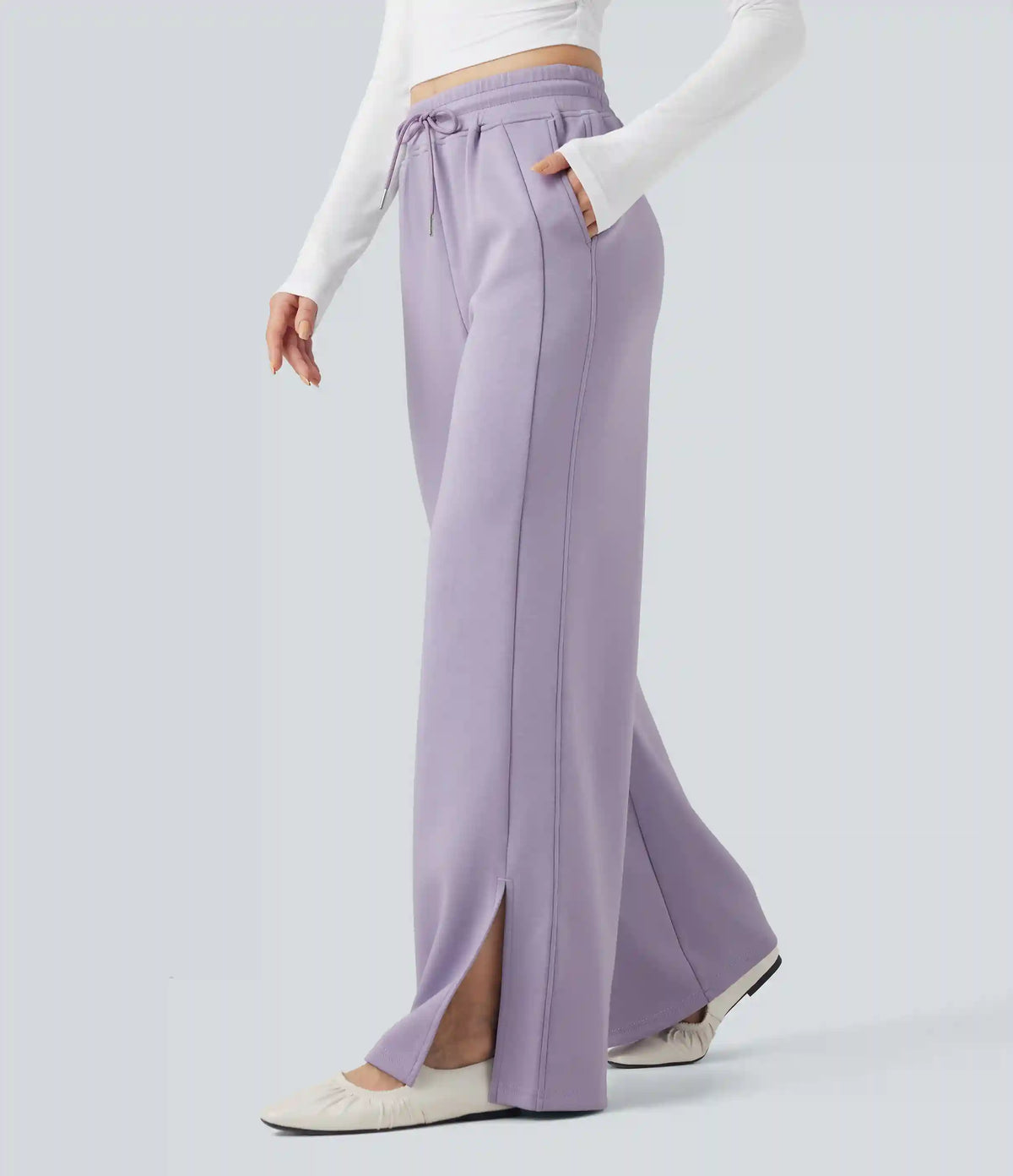 High Waisted Drawstring Casual Pants with Pockets