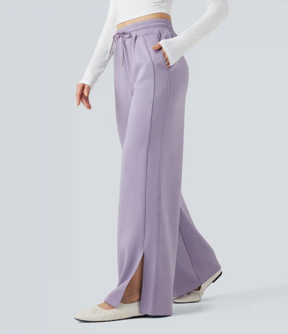 High Waisted Drawstring Casual Pants with Pockets