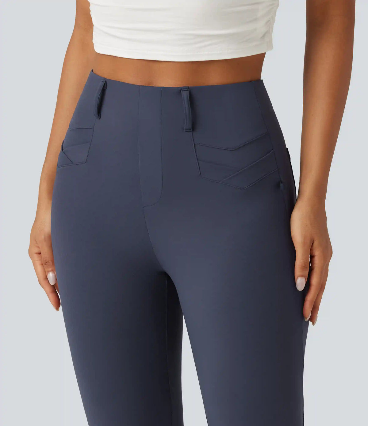 High Waisted InstantCool Quick Dry Flare Golf Pants with Pockets-UPF50+