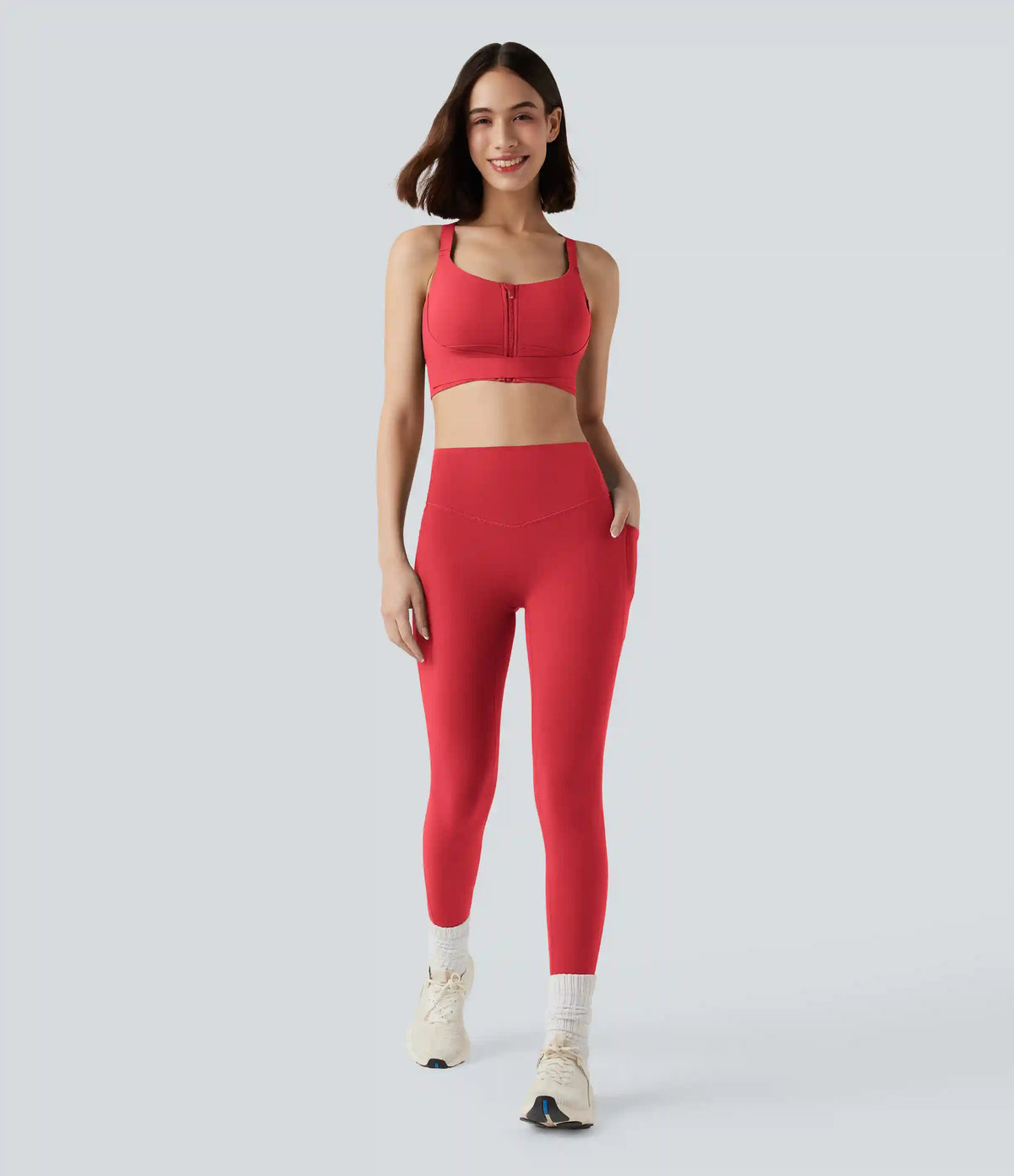 SpeedWave™ Medium Support Push Up Zipper Adjustable Buckle Quick Dry Running Sports Bra