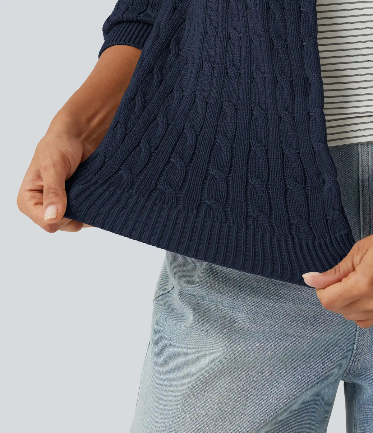 Round Neck Long Sleeve Work Cardigan
