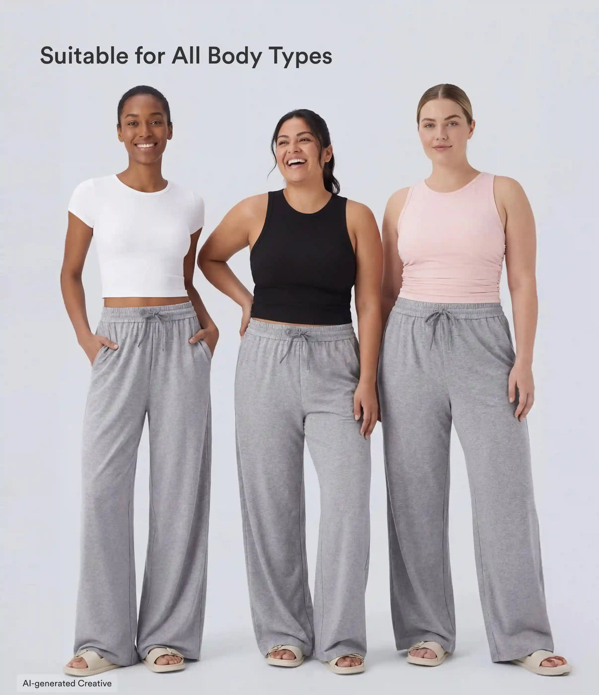 High Waisted Drawstring Pocket Wide Leg Baggy Casual Pants
