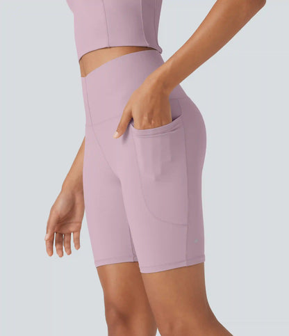 Halara UltraSculpt™ Cool Quick Dry High Waisted Tummy Control Training Biker Shorts 7'' with Pockets-UPF50+