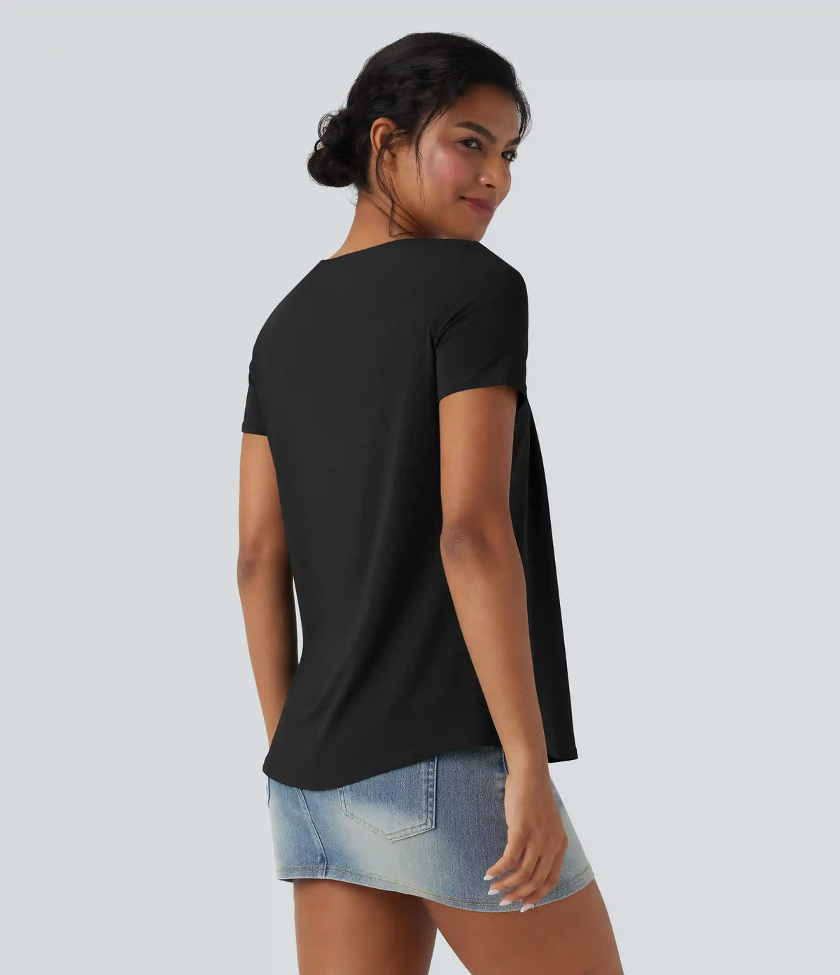 Square Neck Short Sleeve Casual Blouse