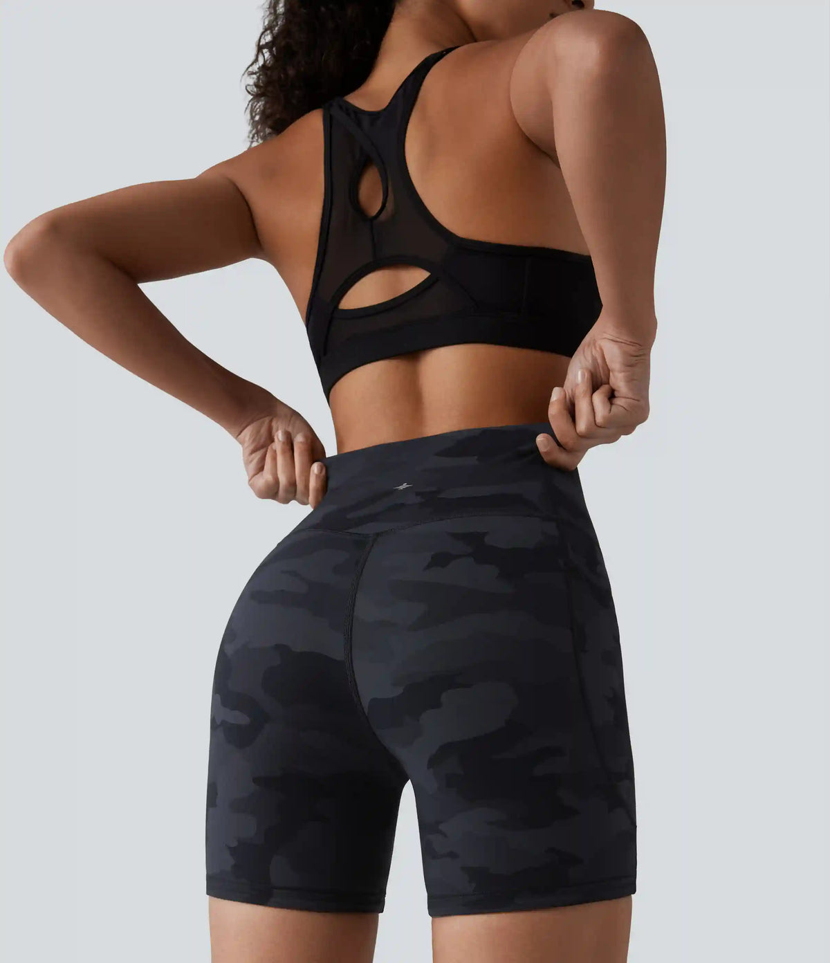 Halara UltraSculpt™ Camo Print High Waisted Tummy Control Training Biker Shorts 5'' with Pockets