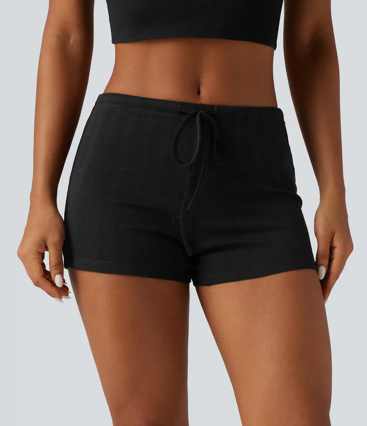 Low Rise Drawstring Skinny Casual Shorts 3"