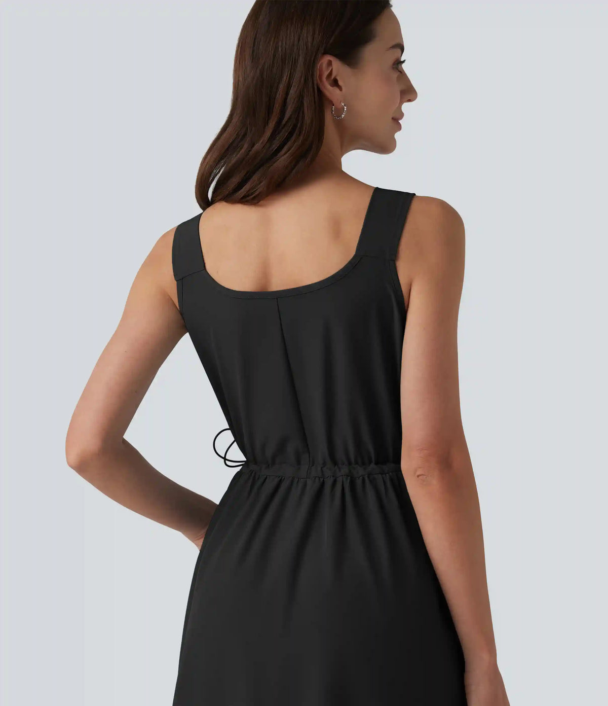 V Neck Sleeveless Midi Casual Dress with Pockets